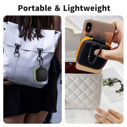 5 Pack Earbud Case Storage Bag with Carabiner for Headphones, Square - color: A1-Square-green+blue+red+orange+purple