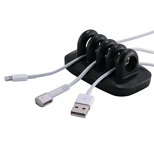 Cable Clip Holder Weighted Desktop Cord Management Fixture (Black) - color: Black