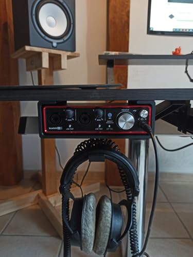 Under Desk Mount Stand for Focusrite Scarlett 2i2 Audio Interface with Headphone Hook, Desk Organization Accessory
