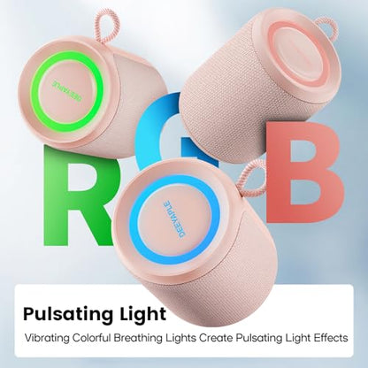 Bluetooth Speaker Wireless,IP67 Waterproof & Dustproof Portable Speaker with Lights,15W Loud Stereo Sound, 2500mAh Battery All Day Playtime, TWS Pairing, BT5.3, Home/Party/Outdoor/Beach (Pink) - color: Pink