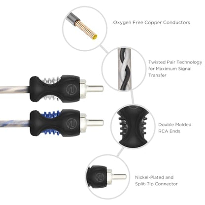 RECOIL RCI21 1ft 2-Channel RCA Audio Cable Twisted Pair Noise Reduction | 100% Oxygen Free Copper