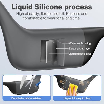 Bone Conduction Headphones, Open-Ear Bluetooth 5.4 Wireless Headphones, IPX8 Waterproof Sports Earphones for Swimming, Running, Cycling, Built-in Mic & 32GB MP3 Player - color: Grey