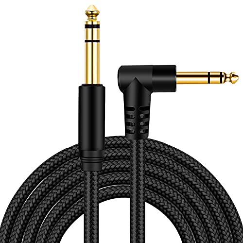 1/4 Inch TRS Instrument Cable 3Ft 2pack,BELIPRO 6.35mm TRS to 6.35mm TRS Stereo Audio Cable Male to Male Right-Angle-to-Straight for Electric Guitar, Bass, Keyboard,Mixer,Amplifier,Speaker,Equalizer… - color: Black, size: 3Ft-[2-pack]