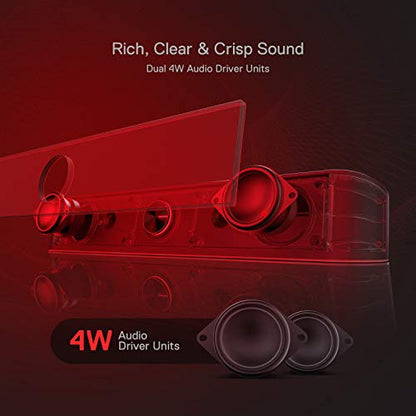 Redragon GS560 RGB Desktop Soundbar, 2.0 Channel Computer Speaker with Dynamic Lighting Bar Audio-Light Sync/Display, Touch-Control Backlit with Volume Knob, USB Powered w/ 3.5mm Cable, Black | 2.0 Stereo Enhanced Auido Quality, Touch-Control Backlit, Vol