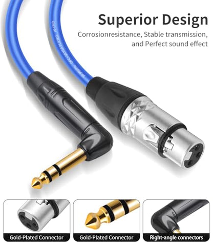 6Feet 2 Pack Balanced XLR Female to Right Angle 1/4 TRS Mixer Cable,6.35mm Stereo Male to 3pin XLR Female Audio Cable,20AGW 6N OFC+Silver Plated HI-END Microphone Audio Cable - size: 6Feet（2Pack）, style: 90° TRS To XLR F