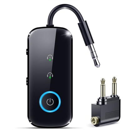 2-in-1 Bluetooth 5.4 Transmitter Receiver,Airplane Audio Adapter,Wireless Transmitter for TV/PC/Gym/Switch. Supports up to 2 AirPods/Headphones,Bluetooth Receiver for Car/Home Stereo (Ebony) - color: Ebony