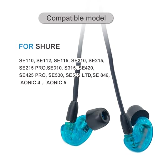 Klowcok Foam Eartips Replacement for Shure SE215 SE425 SE535 SE846, Large | Aonic4 Aonic5 Earphones Tips, Noise Isolation, 3 Pairs, Black - size: Large