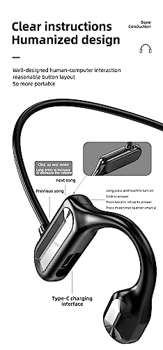 Bone Conduction Headphones - 2024 New Waterproof Bone Conduction Head Phones with Mic, 5.3 Open-Ear Earbuds Sports Headphones Ear Bone Running Music Headphones (Blue) - color: Blue