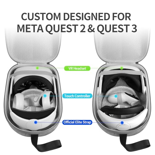 sarlar Carrying Case for Meta Quest 3S/Quest 3/Quest 2, VR Headset, Controller, Offical Original Head Strap Accessories, Premium Hard Felt Fabric with Lightweight Protection for Travel Storage