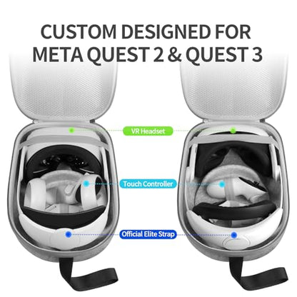 sarlar Carrying Case for Meta Quest 3S/Quest 3/Quest 2, VR Headset, Controller, Offical Original Head Strap Accessories, Premium Hard Felt Fabric with Lightweight Protection for Travel Storage