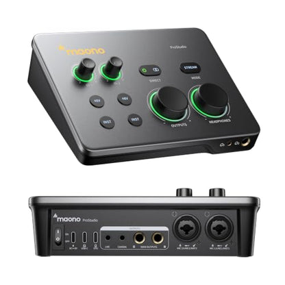 MAONO P2 Hybrid USB Audio Interface Dual XLR for PC Phone iPad Guitar | 56dB Gain, Loopback, Mute, ASIO, Routing Software Features, for Podcast, Streaming, Mobile Music Recording, Content Creation