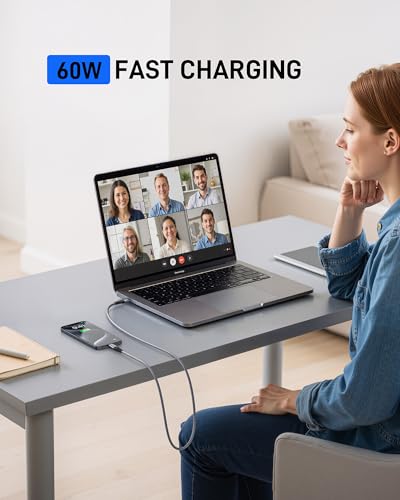 짧은 USBC to USBC 케이블 3m(1피트), 60W USB 타입 C 고속 충전 케이블 자동차용 | 내구성이 뛰어난 아이폰 USB C - USB C 충전기 케이블 USB C 코드 아이폰 17/16/15/프로 맥스/플러스, 삼성 갤럭시 S26 및 기타 - 2팩 - color: 회색., size: 1피트, style: USB C - USB C