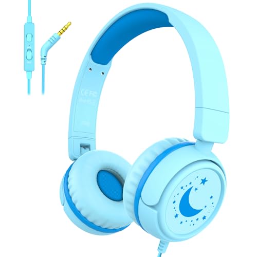 K6 Kids Headphones for Toddler Boys Girls Ages 2-12,On-Ear for School - color: Cyan