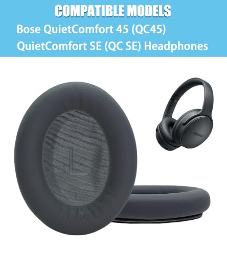 QC45 Replacement Ear Pads are Compatible with Bose QuietComfort 45 (QC45)/QuietComfort SE (QC SE) Headphones. Akkiv Replacement Ear Pads are Made of Protein Leather and Memory Foam (Titanium Gray) - color: titanium gray