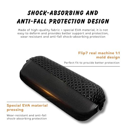 Flip 7 Portable Speaker Travel Case - Compatible with JBL Flip 7 - Protective Hard Shell Case with Shoulder Strap | Carabiner & Hand Strap - Waterproof Cover Carrying Bag for Bluetooth Speaker