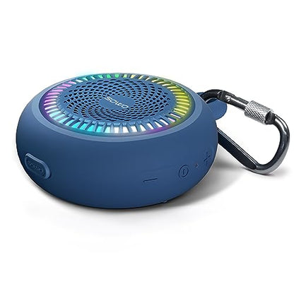 SOWO Shower Bluetooth Speaker Waterproof - Small Portable Wireless Clip Speaker with Louder Volume and Powerful Bass - Colorful Lights and 10H Playtime - Lightweight for Camping,Kayak,Boat - Blue | Louder Volume and Powerful Bass | Colorful Lights and 10H