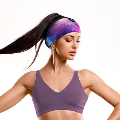 LC-dolida Sleep Headphones Bluetooth Headband Sleeping Wireless Headband Headphones with Thin HD Stereo Speakers Perfect for Side Sleepers, Sport, Yoga, Travel - color: Purple Starry