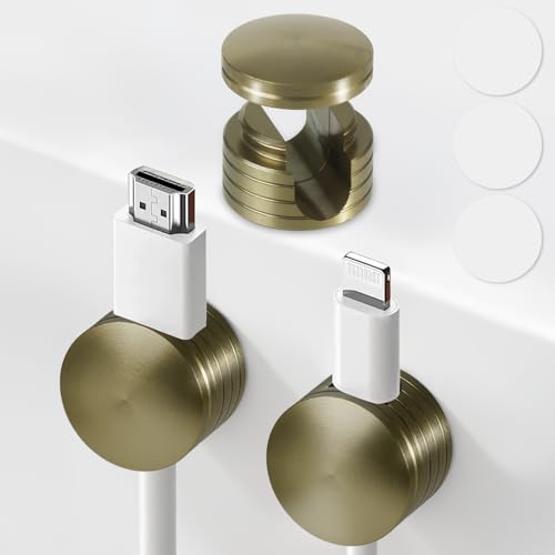 Strong Adhesive Cord Holder for Nightstand with Wider Base, 3 Pack | Sleek Antique Bronze Aluminum Screw-top Cord Clips for Desk, Desk Cable Holder, Phone Cord Management Clips Secure Organizer