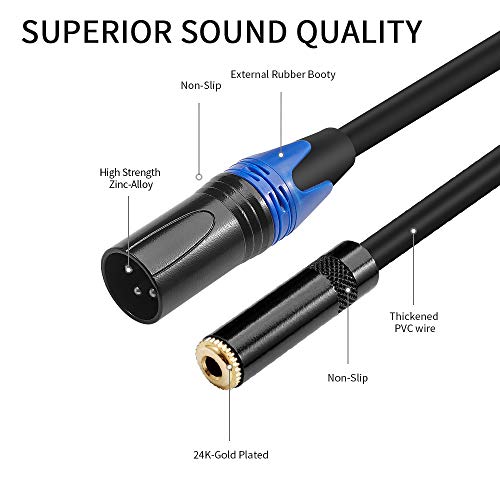 1/8 to XLR Male Cable,Balanced 3.5mm(1/8 inch) Female Stereo TRS Mini Jack to XLR Male Audio Converter Adapter Cable - 1feet/30cm - size: 1 Feet