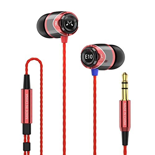 SoundMAGIC E10 Wired Earbuds, No Mic, Premium Hi-Fi, 3.5mm Jack, Red | Rich punchy bass, Full layered audio, All-metal build, Tangle-free cable, Passive noise isolation, Ergonomic comfortable fit - color: Red