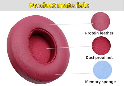 Earpads for Beats Solo 3 & Solo 2 On-Ear Headphones,Deep Brick Red | for Beats by Dre Solo 3/Solo 2/A1796/B0534 Headphones, Ear Pads Cushions with Upgrade Memory Foam & High Protein Leather - color: Deep Brick red