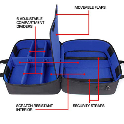 USA Gear DJ Mixer Travel Travel Bag Fits Yamaha MG10XU, MG06X, Mackie Mix8 8-Channel, Behringer Xenyx Q502USB, Adapters, Headphones, Laptops - Customer Interior, Water Resistant Exterior (Blue) - color: Blue