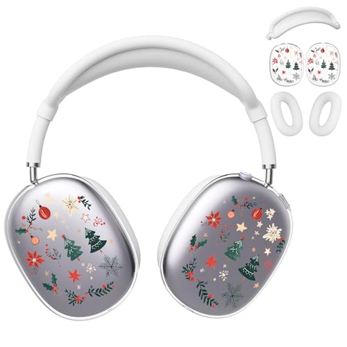for AirPods Max 2/1 Headphones Christmas Tree Ear Covers | Cute Clear Ear Cups Cover | White Silicone Ear Pad Case Headband Cover for Apple AirPods Max 2/1 (2026/2024/2020) - color: Christmas Tree J/White
