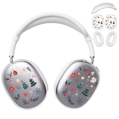 for AirPods Max 2/1 Headphones Christmas Tree Ear Covers | Cute Clear Ear Cups Cover | White Silicone Ear Pad Case Headband Cover for Apple AirPods Max 2/1 (2026/2024/2020) - color: Christmas Tree J/White