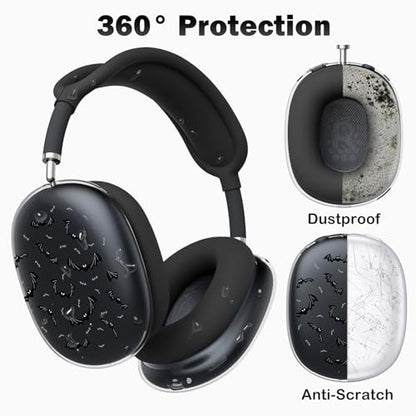 for AirPods Max Headphones Halloween Ear Covers for AirPods Max 2 | Cool Bat Clear Ear Cups Cover | Black Silicone Ear Pad Case Headband Cover for Apple AirPods Max 2/1 (2026/2024/2020) - color: Bat B/Black