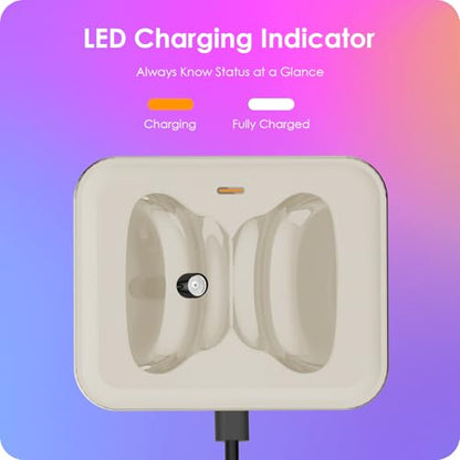 Headphone Charging Station for AirPods Max 1 & 2 - Magnetic Charger Dock with Lightning & USB-C Connectors, LED Indicator, Easy Drop-in Charging (Starlight) - color: Starlight