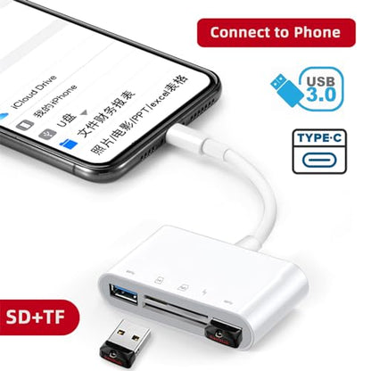 USB 2.0 Type C USB-C to TF Micro SD SDXC Dual USB3.0 Female Card Reader PD 27W Adapter for Laptop Tablet Phone - style: SD 5-in-1
