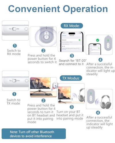 Bluetooth 5.3 Transmitter Receiver for Car, 2-in-1 Wireless Audio Adapter with 3.5mm AUX, Low Latency, Supports Dual Pairing for AirPods/Headphones, 18+ Hours Battery for Home Stereo, TV, Airplane