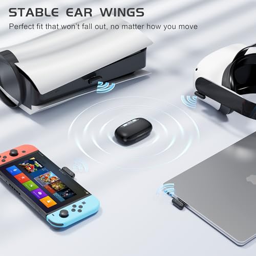 IAMJOY Gaming Earbuds, 20ms Low Latency, Wireless Game Earbuds with LED Display, 90H Play Time, 2.4GHz & Bluetooth, Noise-Canceling Mic Compatible with Meta Quest, PS5/4, VR, Switch, PC - color: Classic Black
