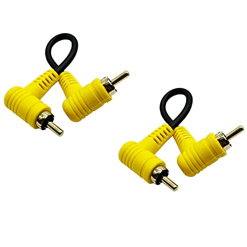 RCA Audio Cable Gold-Plated Elbow RCA line Lotus Male and Male Extension Lotus AV Video Cable Projector Cable Audio Cable (15cm 2PCS) - color: 15cm RCA male bend to male bend 2PCS