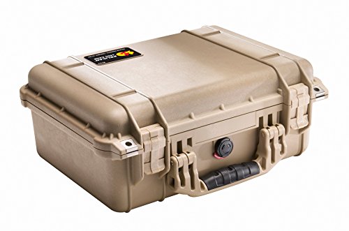 Pelican 1450 Case With Foam (Desert Tan) | Watertight copolymer shell with foam insert and purge valve for photography, audio gear and instruments - color: Desert Tan, style: With Foam