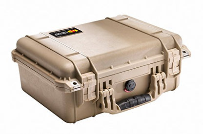Pelican 1450 Case With Foam (Desert Tan) | Watertight copolymer shell with foam insert and purge valve for photography, audio gear and instruments - color: Desert Tan, style: With Foam