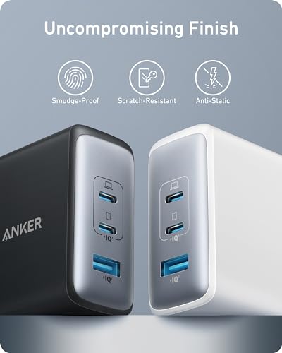 Anker Nano 100W MacBook Charger, 3-Port Fast Compact GaN USB Charger Block | With 1 Pack & 1 Cable for MacBook Pro/Air, Pixelbook, ThinkPad, Dell XPS, iPad Pro, iPhone 17 Series, Galaxy S23, and More - color: black