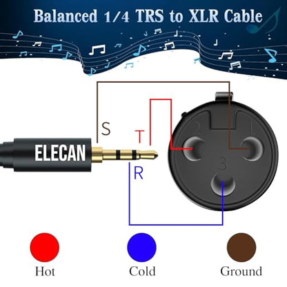3.5mm (1/8 Inch) TRS Aux Male to XLR Female Cable 8 Ft, Balanced Professional Shielded Stereo Microphone Cable Cord, Gold Plated for DSLR Camera Mixer Headphones with 3.5 to 6.35mm Adapter+Ties - size: 8FT, style: 3.5mm to XLR Female