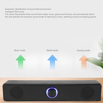 Sxhlseller USB Powered Soundbar Speaker - Wired Computer Bar Speakers with HiFi Clear Sound, Volume Knob Control for Desktop, Monitor, and Game Machine - Mini Laptop Speaker System