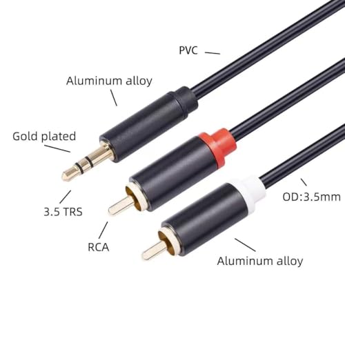 Vthahaby 3.5mm to RCA Cable, 6.6 FT, 1/8 Aux Male to Dual RCA Male