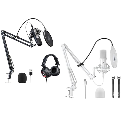 MAONO Microphone with Studio Headphone Set 192kHz/24bit Vocal Condenser Cardioid Podcast Mic Compatible with Mac and Windows, YouTube, Gaming, Live Streaming, Voice-Over