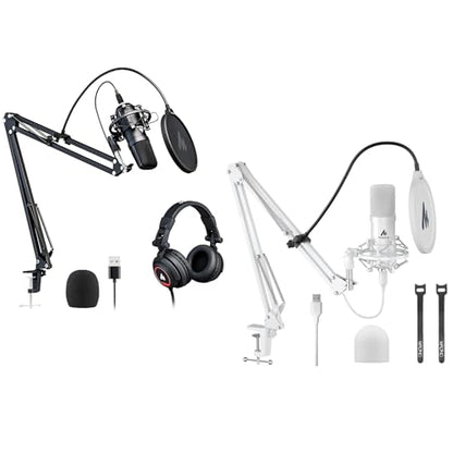 MAONO Microphone with Studio Headphone Set 192kHz/24bit Vocal Condenser Cardioid Podcast Mic Compatible with Mac and Windows, YouTube, Gaming, Live Streaming, Voice-Over
