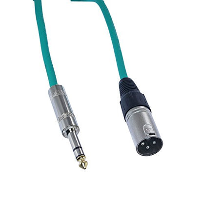 1/4" TRS to 3 Pin XLR Male Pro Audio Patch Cable Balanced and Shielded (3 Foot Feet ft Long, Green) - color: Green, size: 3 ft long