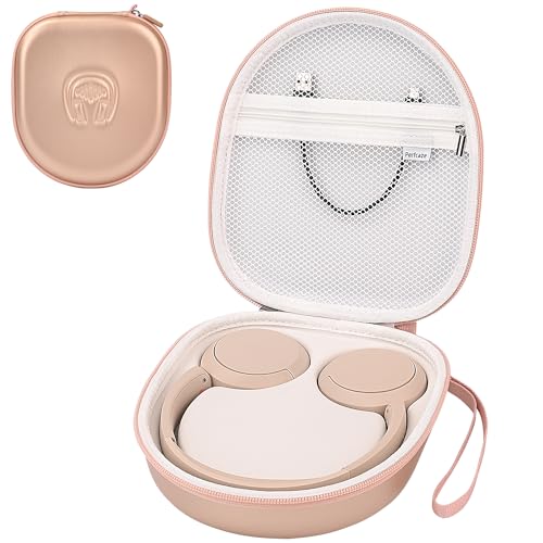 Hard Headphone Case for Sony WH-CH520 / JBL Tune Live 670NC, Gold | Protective Carring Storage Case for Over-Ear Headphones, with Handle Strap & Mesh Pocket - color: GOLD