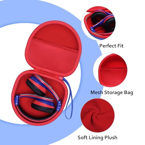 Kid Headphones Case for Jlab/Spiderman/iClever Headphone,Blue+Red,Case Only | for JLab JBuddies ANC/Spiderman/iClever BTH12 HS19 BTH20 BTH22 BTH26/Candy Bila/Acer/JBL/MIDOLA/JoySpark Etc Kids Headphone - color: Blue+Red
