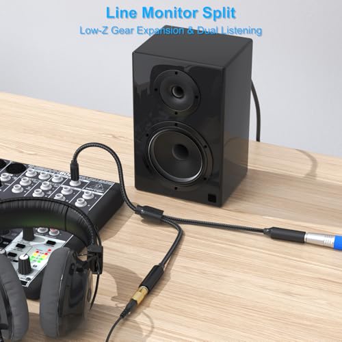 1/4" TRS Splitter Y Cable 1FT,6.35mm Stereo Male to Dual TRS Female Adapter | 1 in 2 Out Cord for Mixer,Audio Interface,Keyboard,Amplifier/Amp,Headphone,Powered Speaker/Monitor,Recorder,Synthesizer,Piano
