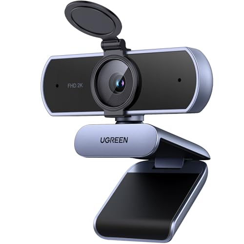 UGREEN 2K Webcam for PC Ultra HD 1080P Computer Webcam with Microphone | PC Camera with Privacy Cover, USB Web Camera for Streaming, Conference, Video Calling, Zoom,Teams, FaceTime - color: Grey