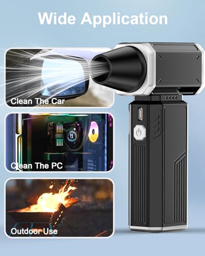 Compressed Air Duster, Super Power Adjustable Speed Cordless Air Duster Turbo Mini Blower with Rechargeable for PC Cleaning Kit Keyboard Cleaner Dust Blower for Computer House Outdoor and Car