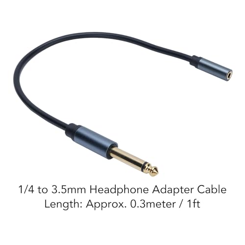 Yoidesu 6.35mm Male to 3.5mm Female Stereo Jack Adapter, Gold Plated 1/4 to 1/8 Headphone Adapter Cable, 30cm PVC and Copper Extension Cord for Guitar, Piano, Headphones, Amp and