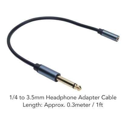Yoidesu 6.35mm Male to 3.5mm Female Stereo Jack Adapter, Gold Plated 1/4 to 1/8 Headphone Adapter Cable, 30cm PVC and Copper Extension Cord for Guitar, Piano, Headphones, Amp and